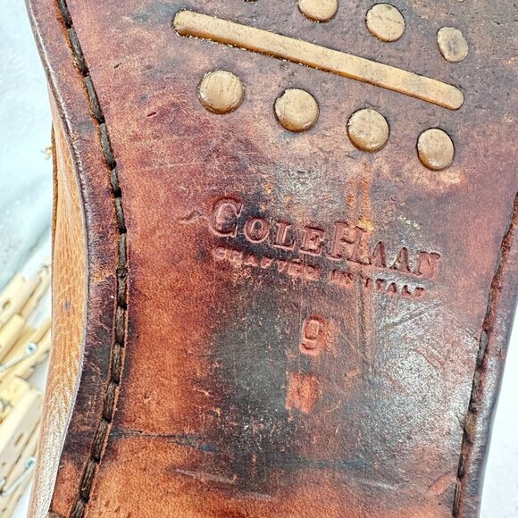 Cole Haan Men Size 9M Brown Tan Woven Leather Slip On Loafer Casual Shoes - Picture 10 of 11